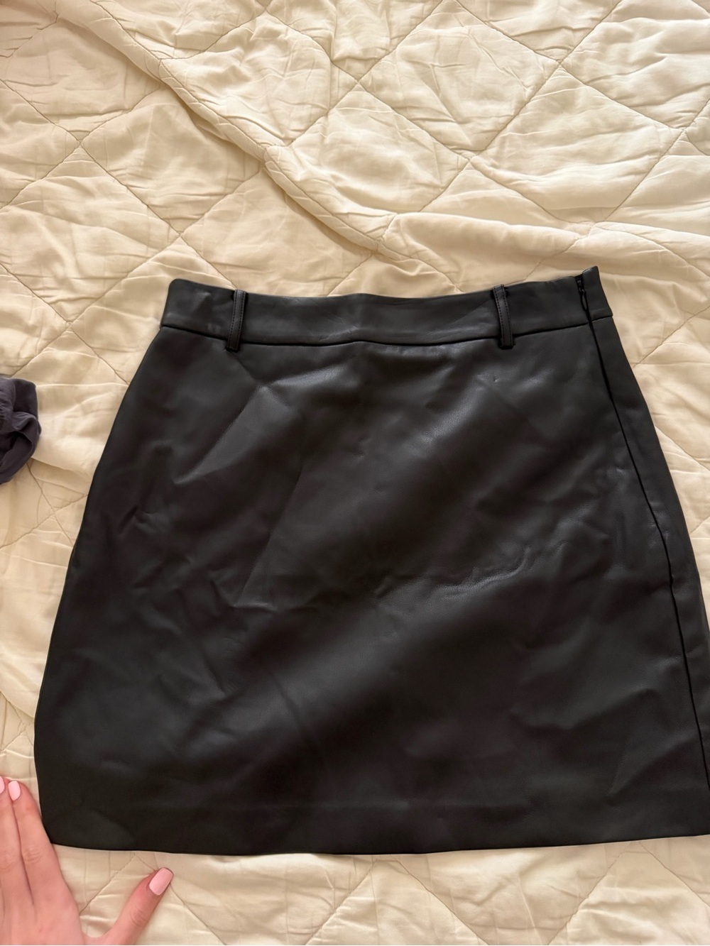 LOFT Black Faux-Leather Mini Skirt